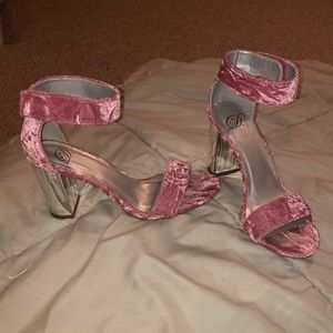 Pink velvet heels size 9